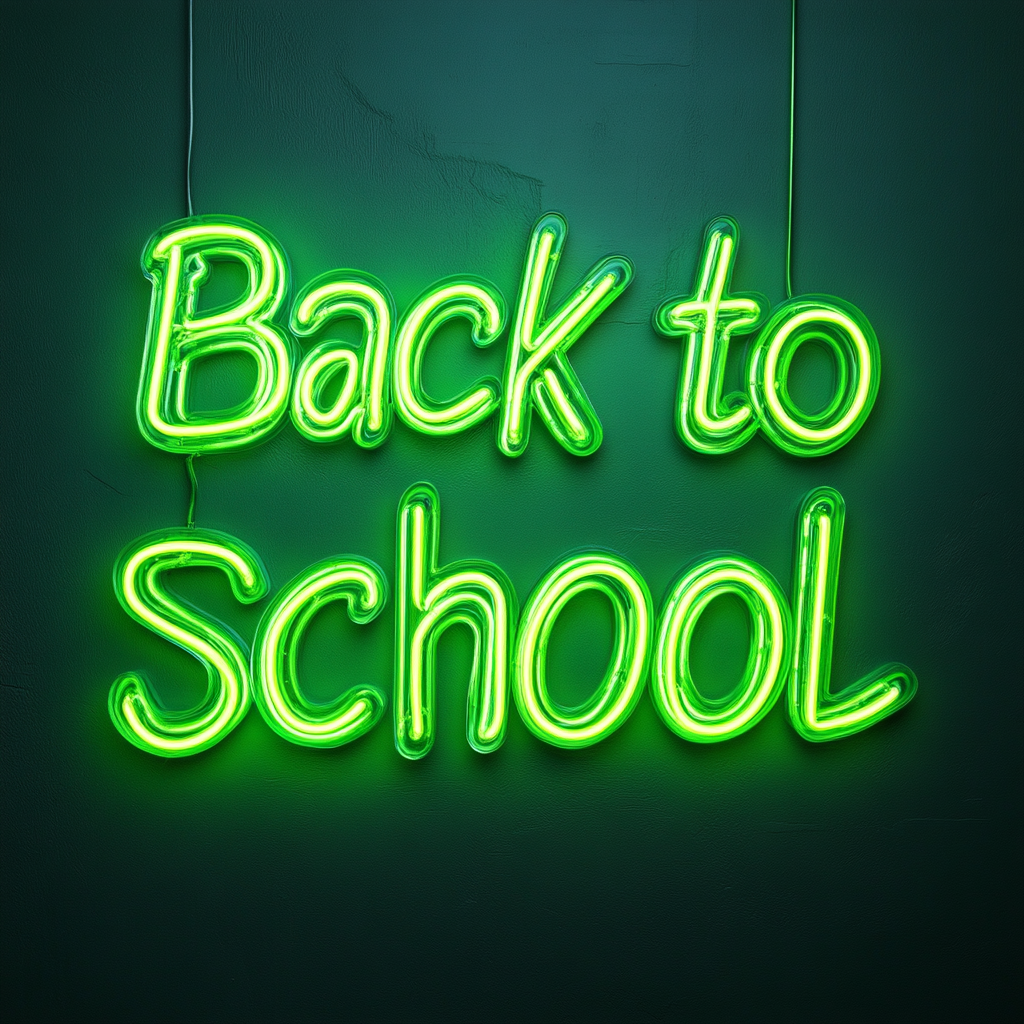 Back to School - Green Neon Sign, 18 Inches