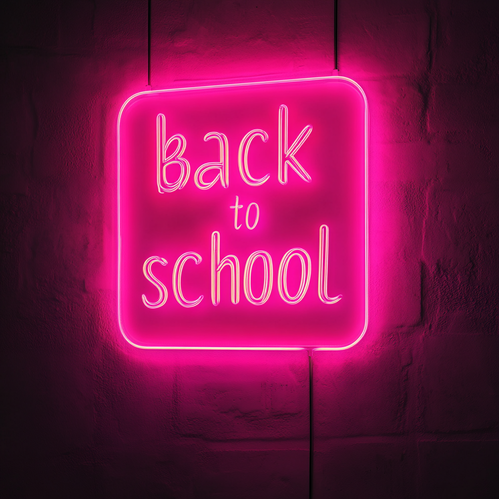 Back to School - Pink Neon Sign, 18 Inches