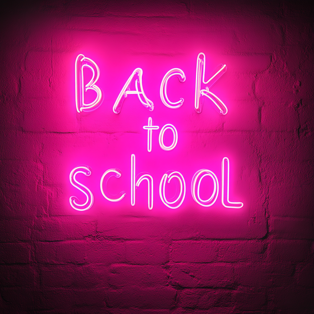 Back to School - Pink Neon Sign, 18 Inches