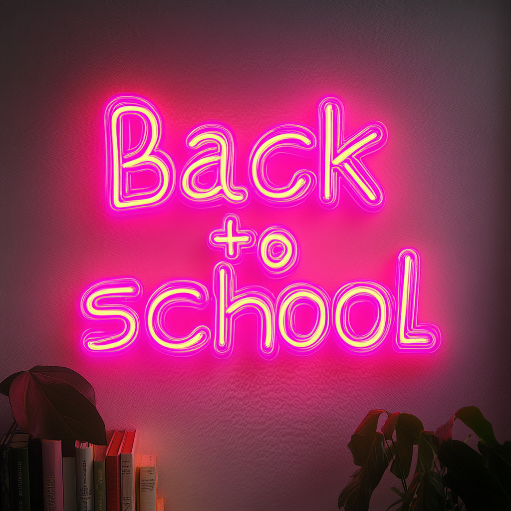 Back to School - Pink Neon Sign, 18 Inches