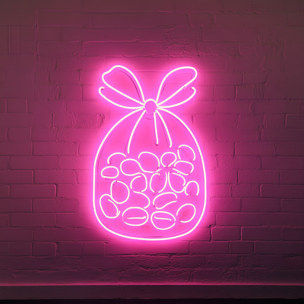 Bag of Coffee Beans - Pink Neon Sign, 18 Inches