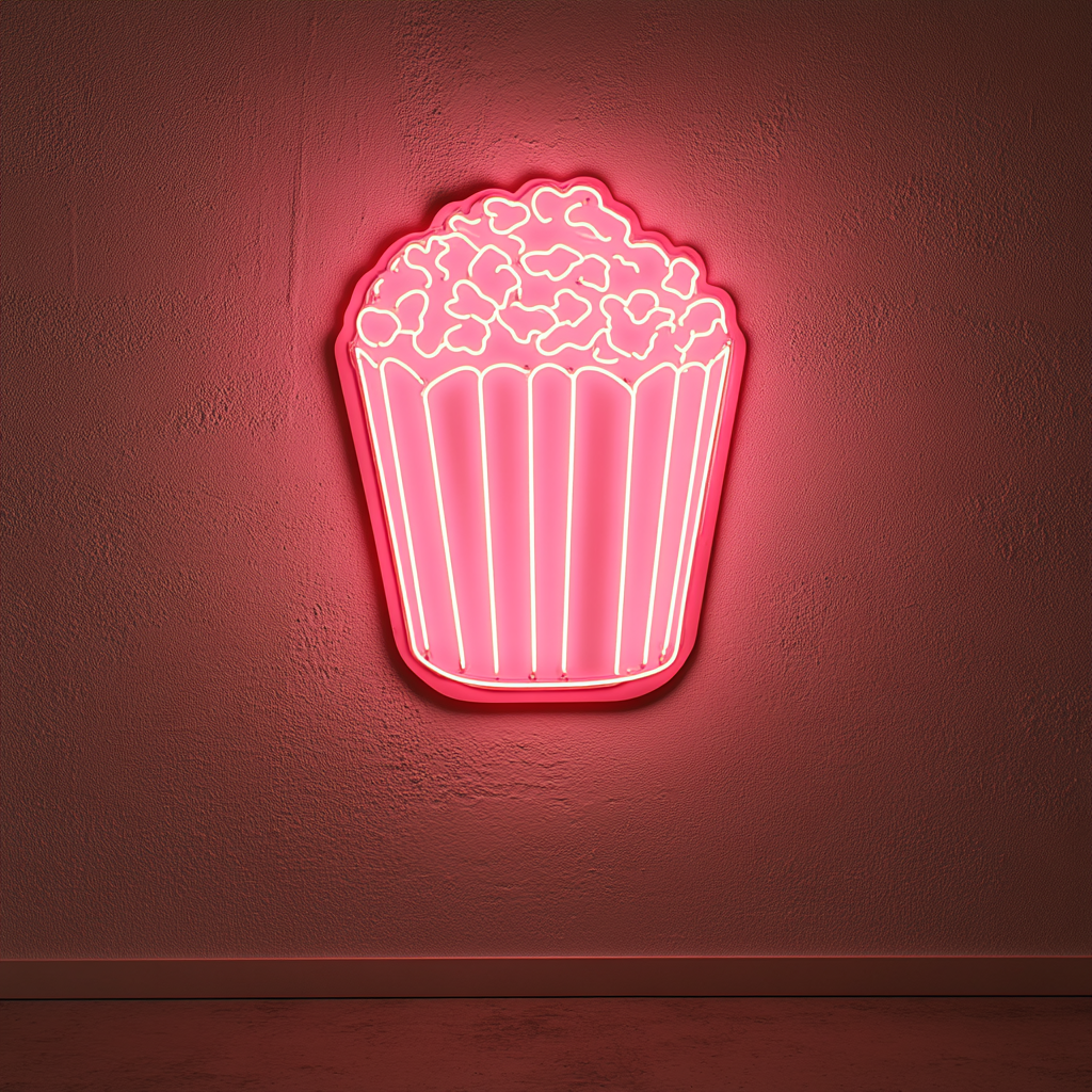 Bag of Popcorn - Pink Neon Sign, 18 Inches