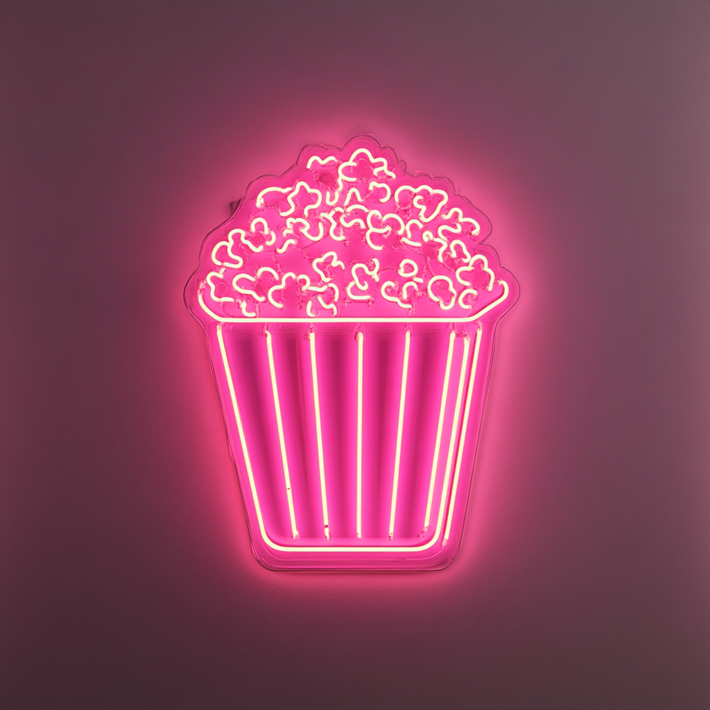 Bag of Popcorn - Pink Neon Sign, 18 Inches