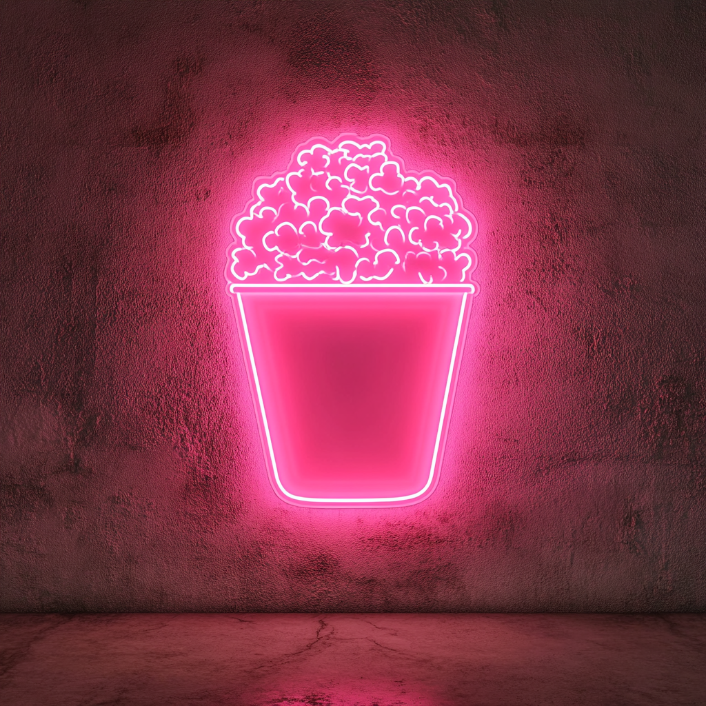 Bag of Popcorn - Pink Neon Sign, 18 Inches