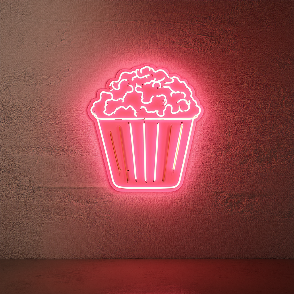 Bag of Popcorn - Pink Neon Sign, 18 Inches