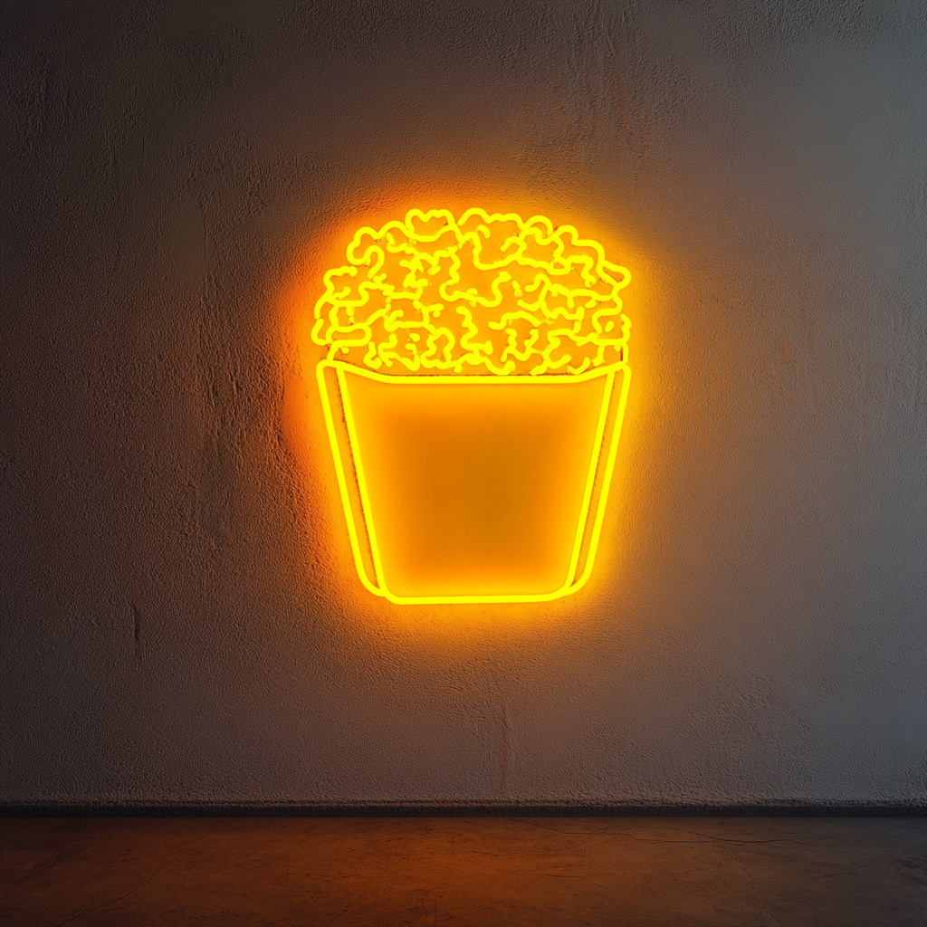Bag of Popcorn - Yellow Neon Sign, 24 Inches