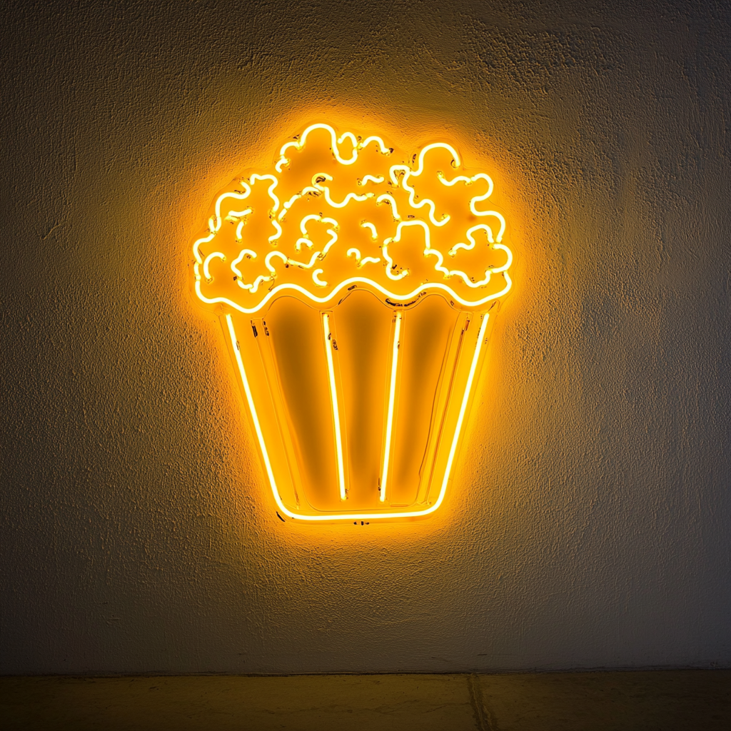 Bag of Popcorn - Yellow Neon Sign, 18 Inches