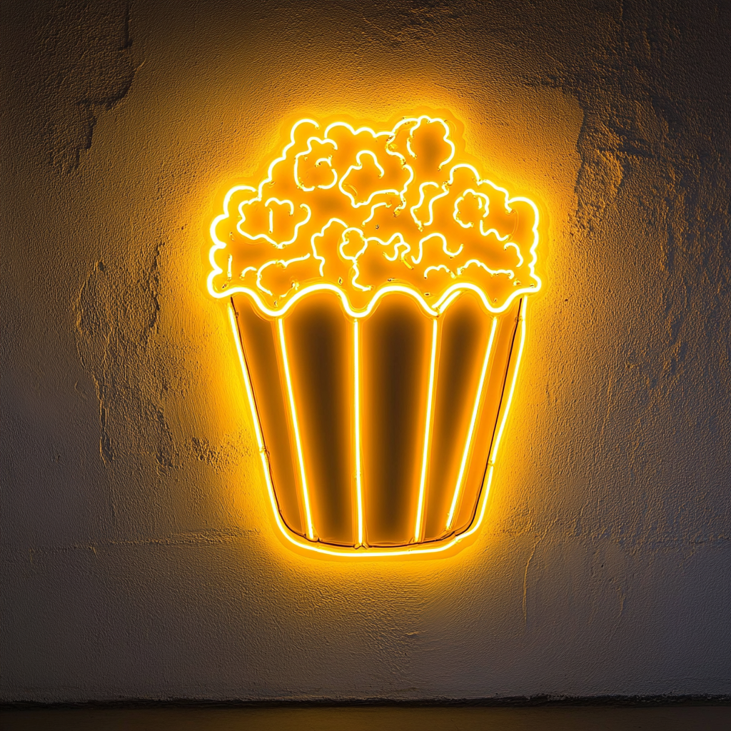 Bag of Popcorn - Yellow Neon Sign, 18 Inches