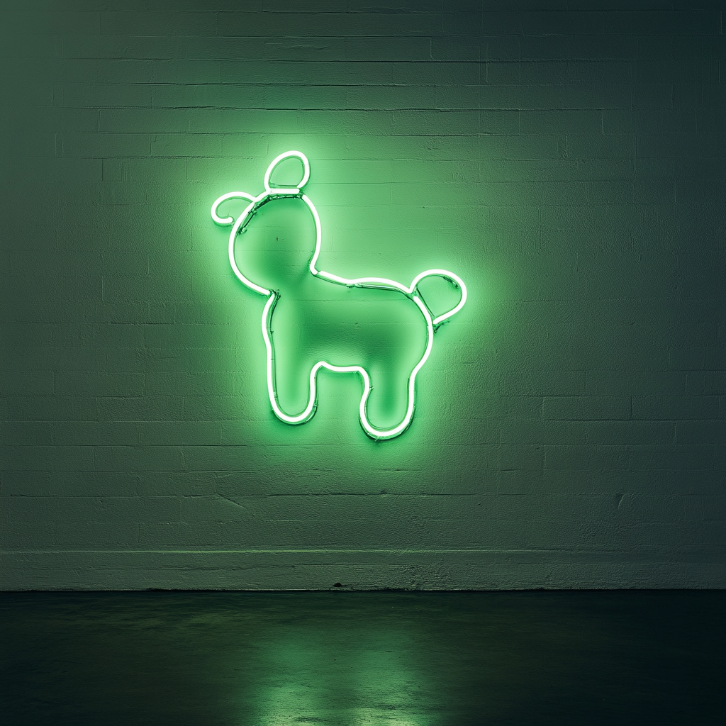 Balloon Animal - Green Neon Sign, 18 Inches