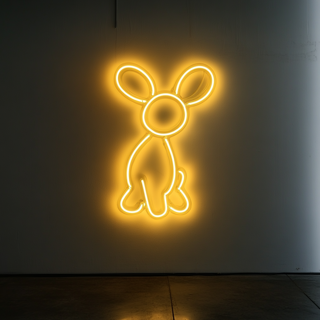 Balloon Animal - Yellow Neon Sign, 18 Inches