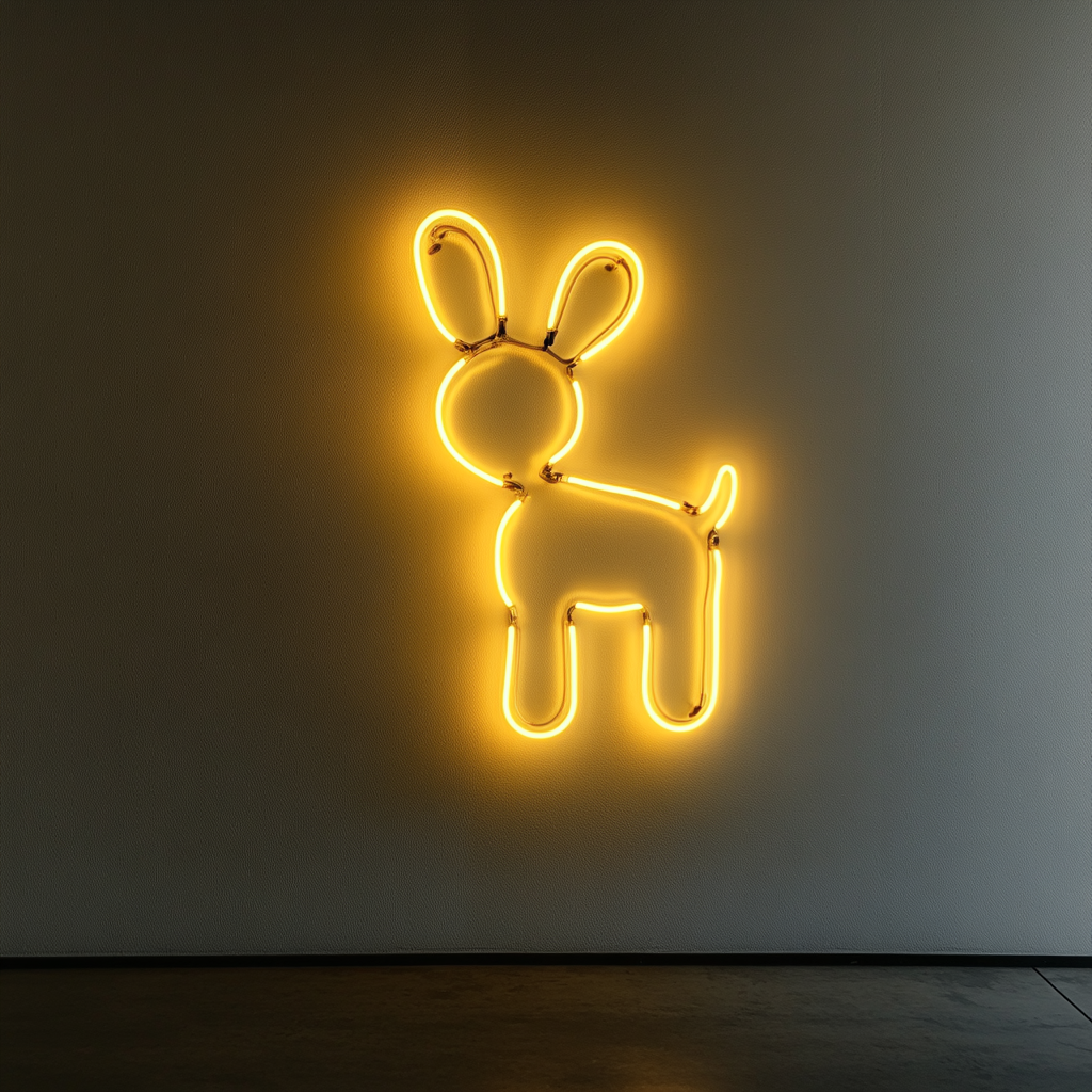 Balloon Animal - Yellow Neon Sign, 18 Inches