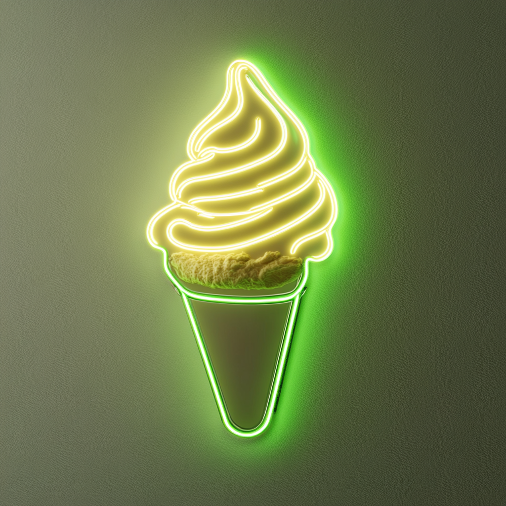 Banana Split Sundae - Green Neon Sign, 18 Inches