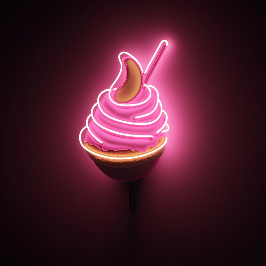 Banana Split Sundae - Pink Neon Sign, 18 Inches