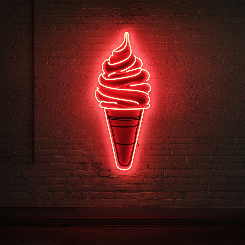 Banana Split Sundae - Red Neon Sign, 24 Inches
