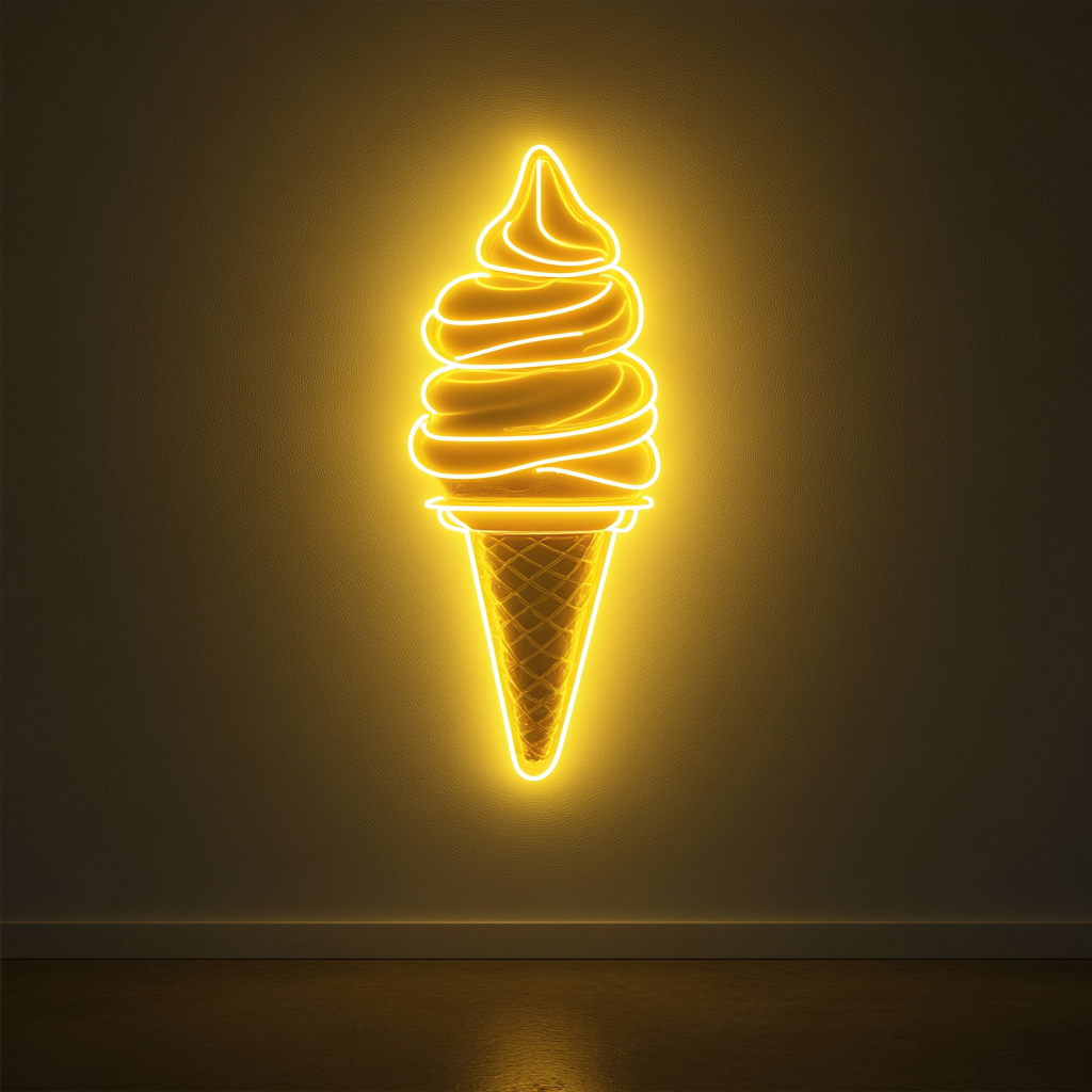 Banana Split Sundae - Yellow Neon Sign, 24 Inches