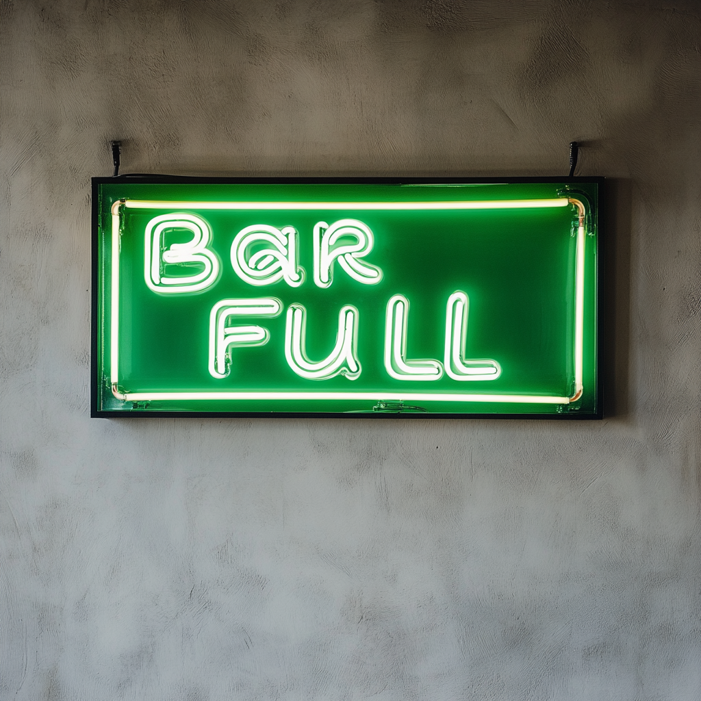 "Bar Full" - Green Neon Sign, 24 Inches