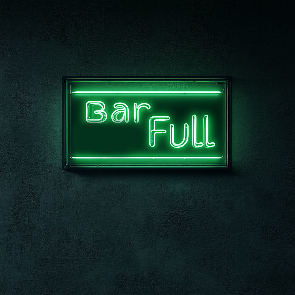 "Bar Full" - Green Neon Sign, 24 Inches