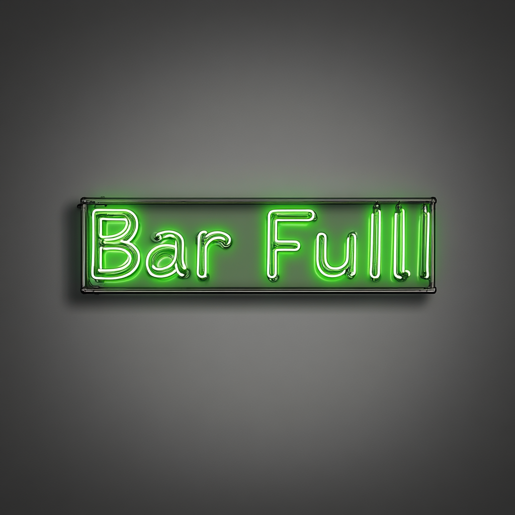 "Bar Full" - Green Neon Sign, 24 Inches