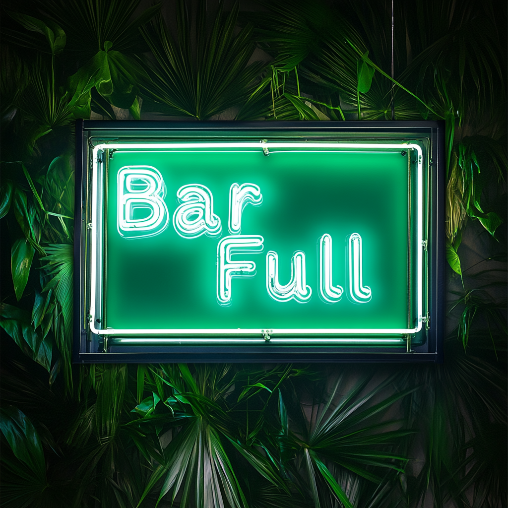 "Bar Full" - Green Neon Sign, 24 Inches