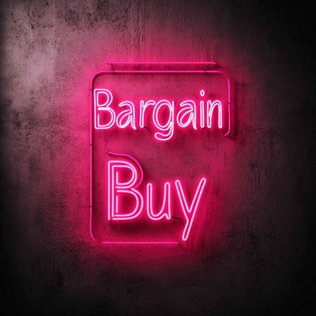 "Bargain Buy" - Pink Neon Sign, 24 Inches