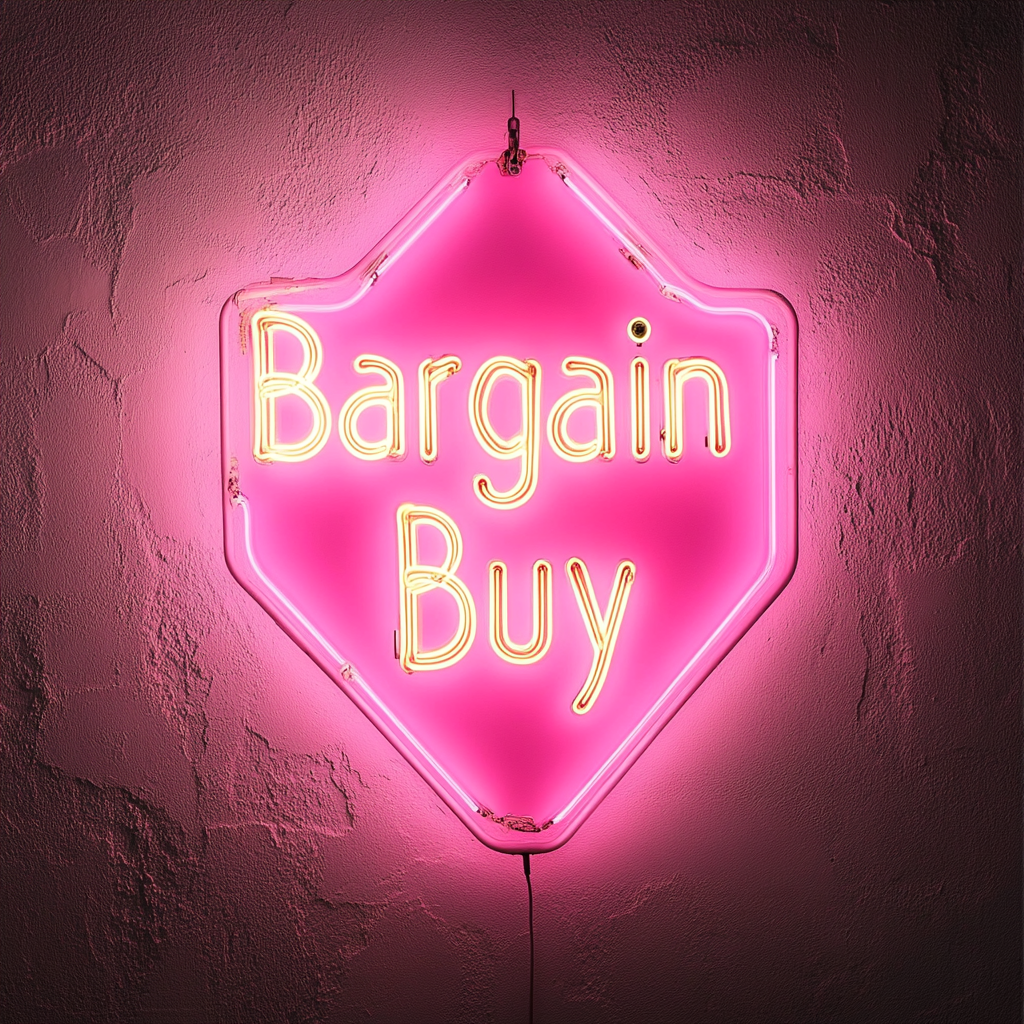 "Bargain Buy" - Pink Neon Sign, 24 Inches