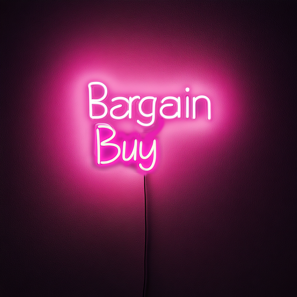 "Bargain Buy" - Pink Neon Sign, 18 Inches
