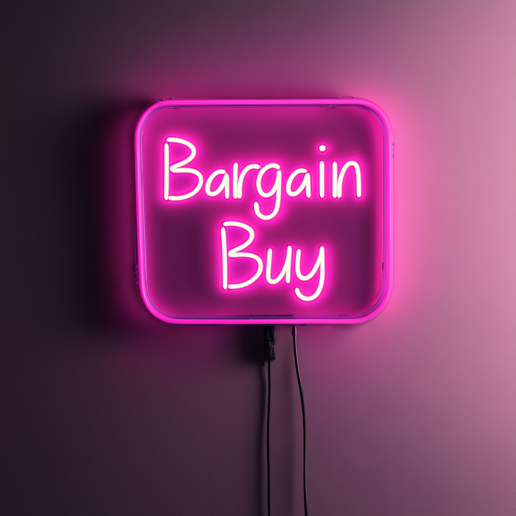 "Bargain Buy" - Pink Neon Sign, 18 Inches