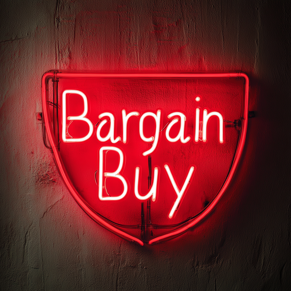 "Bargain Buy" - Red Neon Sign, 18 Inches