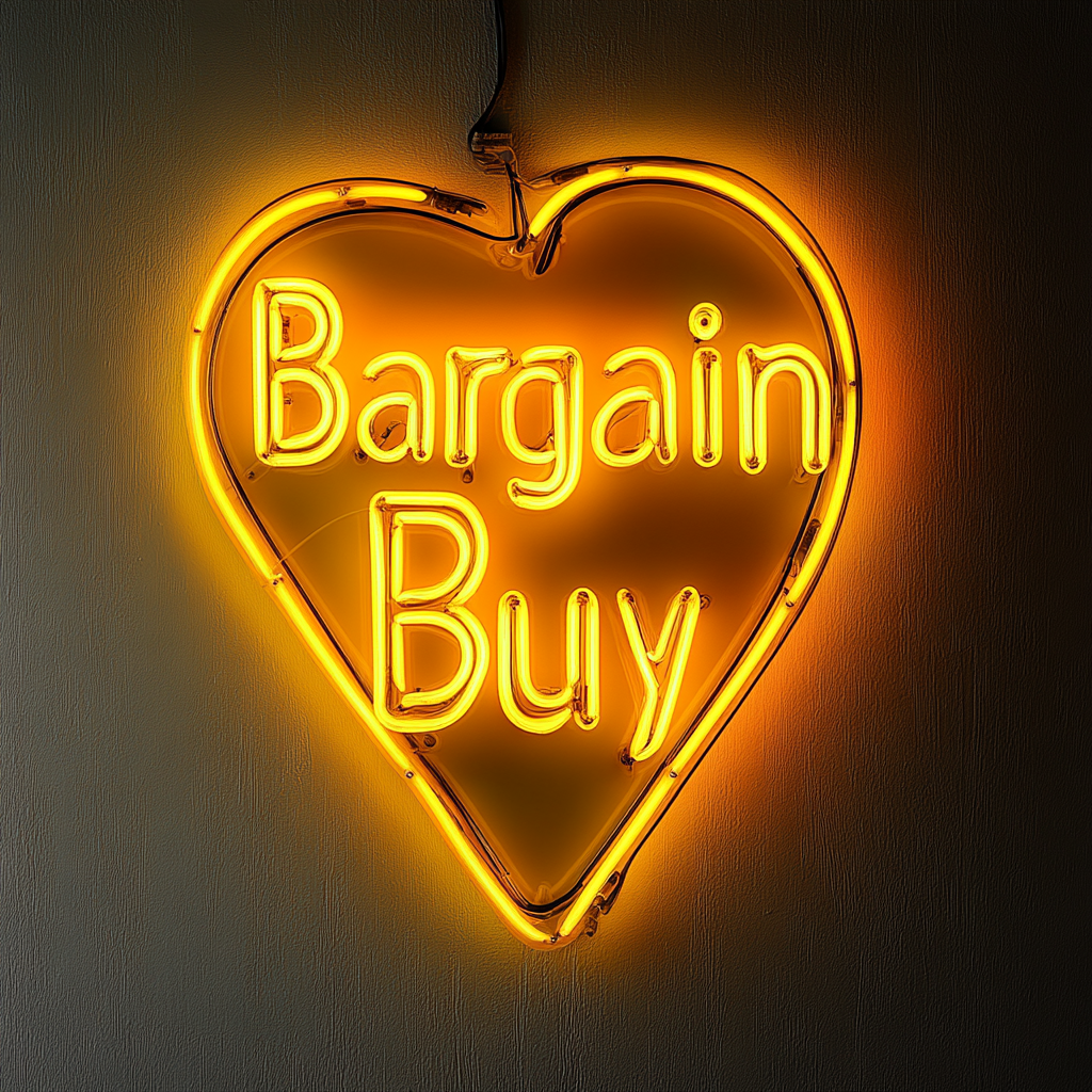 "Bargain Buy" - Yellow Neon Sign, 24 Inches