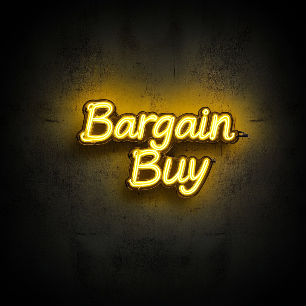 "Bargain Buy" - Yellow Neon Sign, 24 Inches