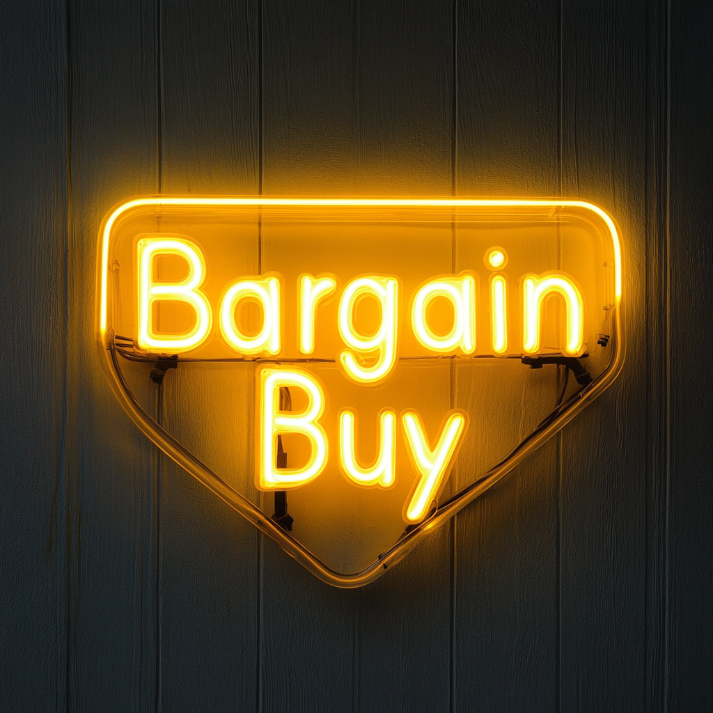 "Bargain Buy" - Yellow Neon Sign, 18 Inches