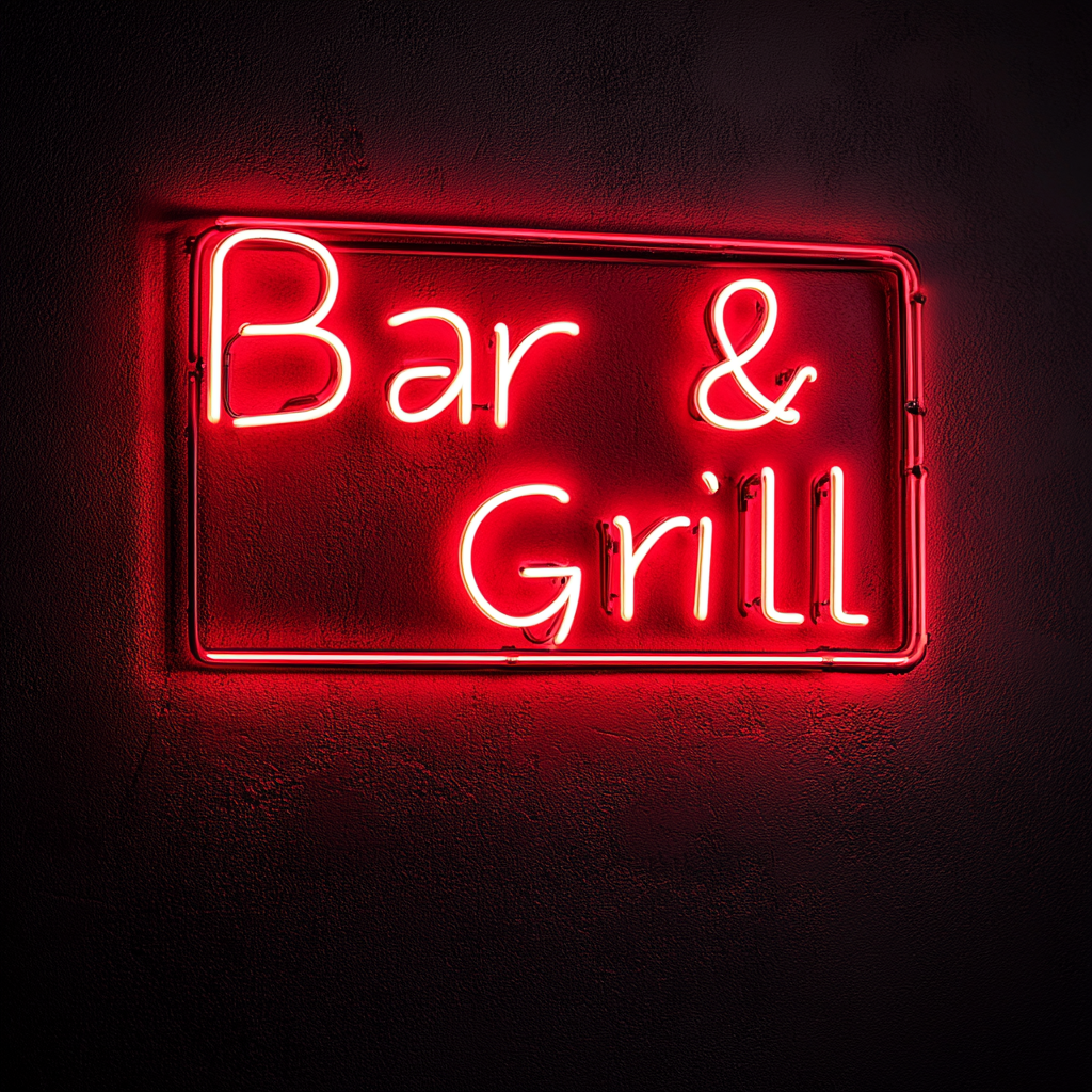 Bar & Grill - Red Neon Sign, 18 Inches