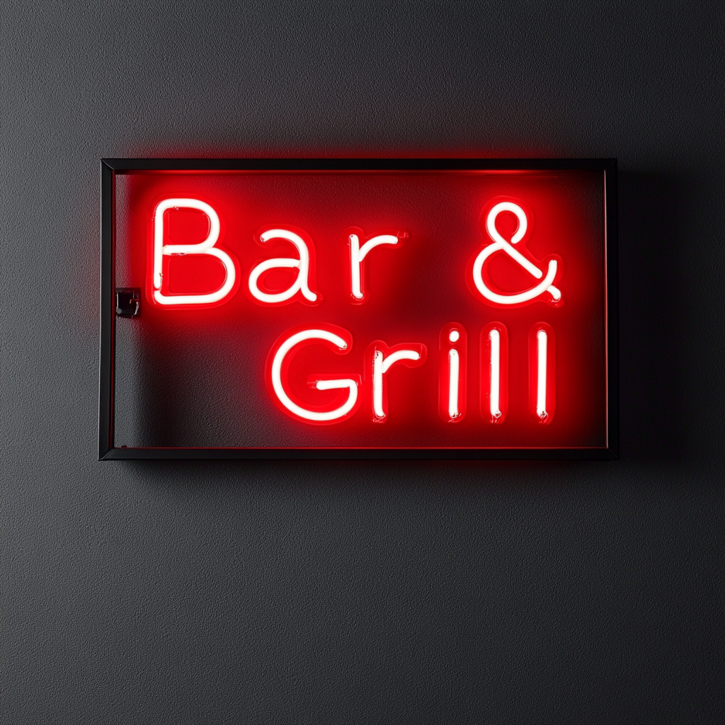 Bar & Grill - Red Neon Sign, 18 Inches