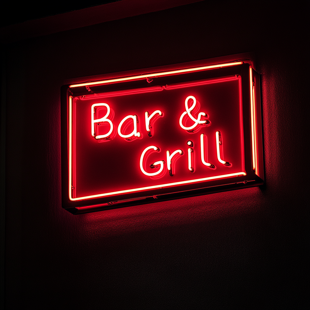 Bar & Grill - Red Neon Sign, 18 Inches