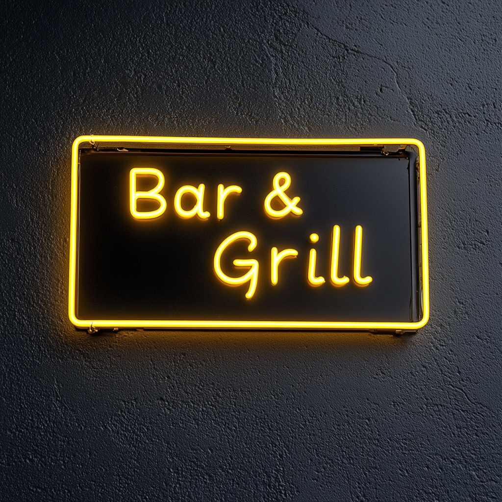 Bar & Grill - Yellow Neon Sign, 18 Inches