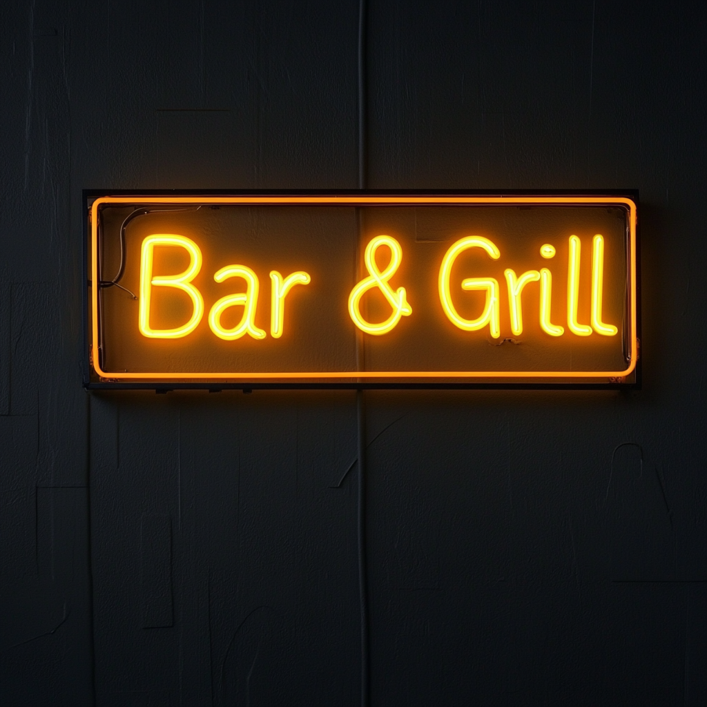 Bar & Grill - Yellow Neon Sign, 18 Inches