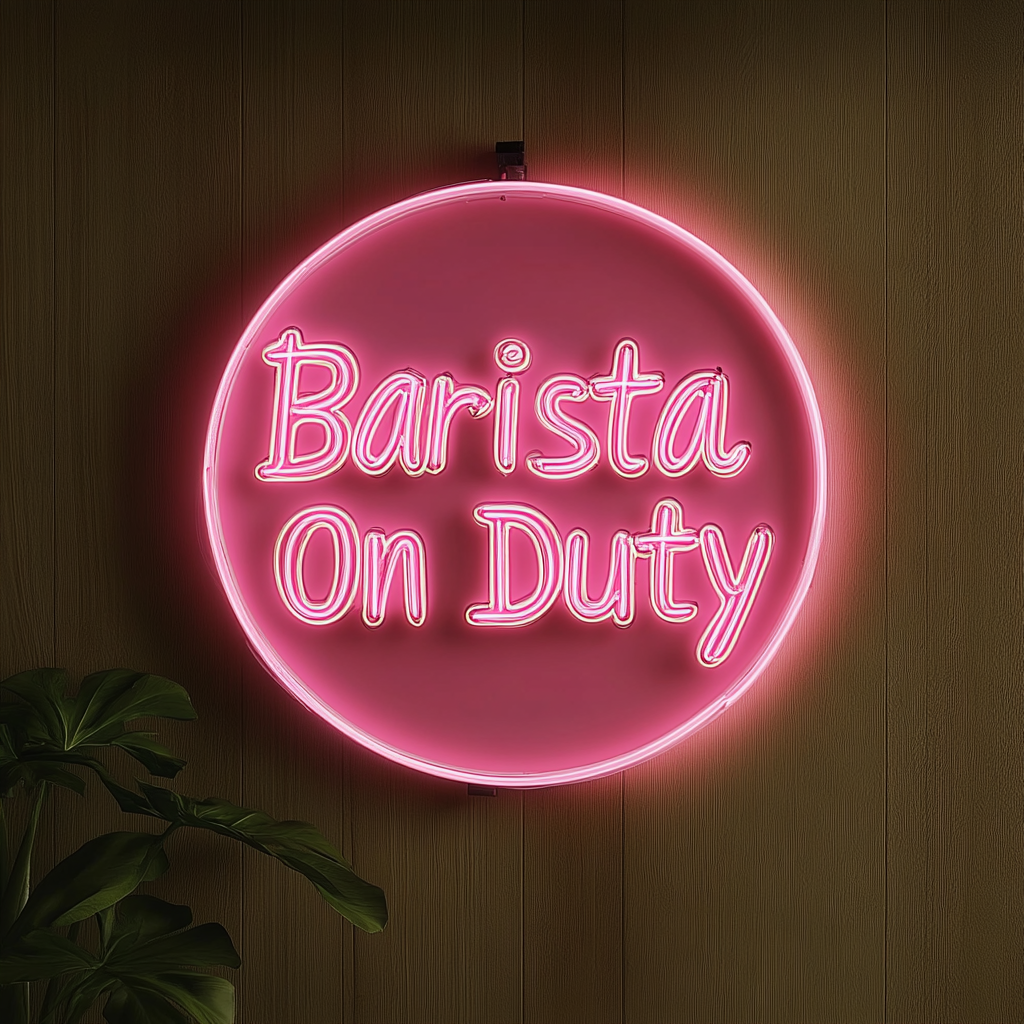 "Barista On Duty" - Pink Neon Sign, 24 Inches