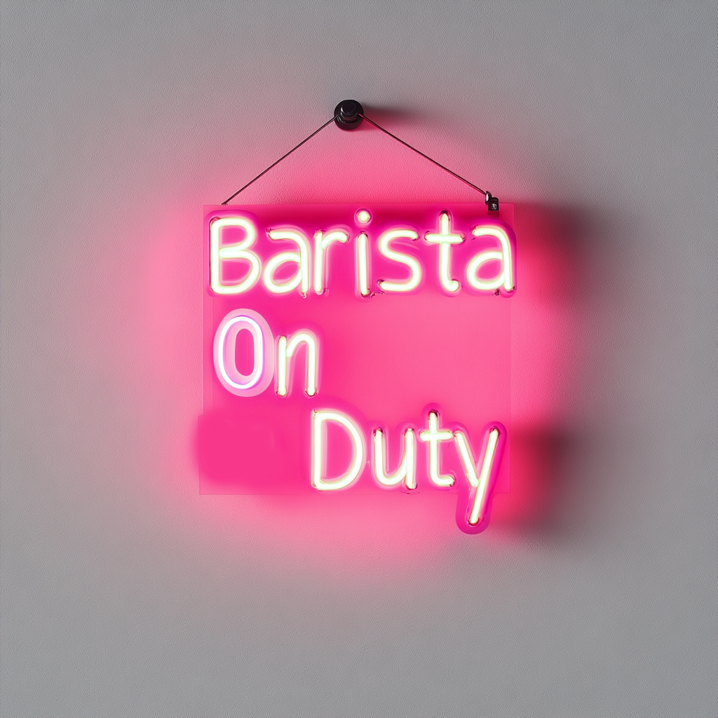 "Barista On Duty" - Pink Neon Sign, 24 Inches