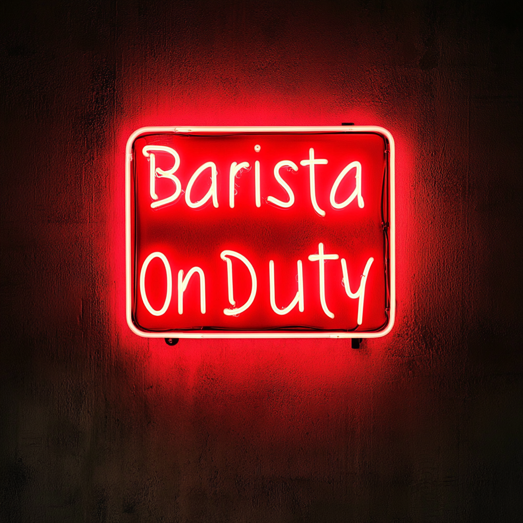 "Barista On Duty" - Red Neon Sign, 24 Inches