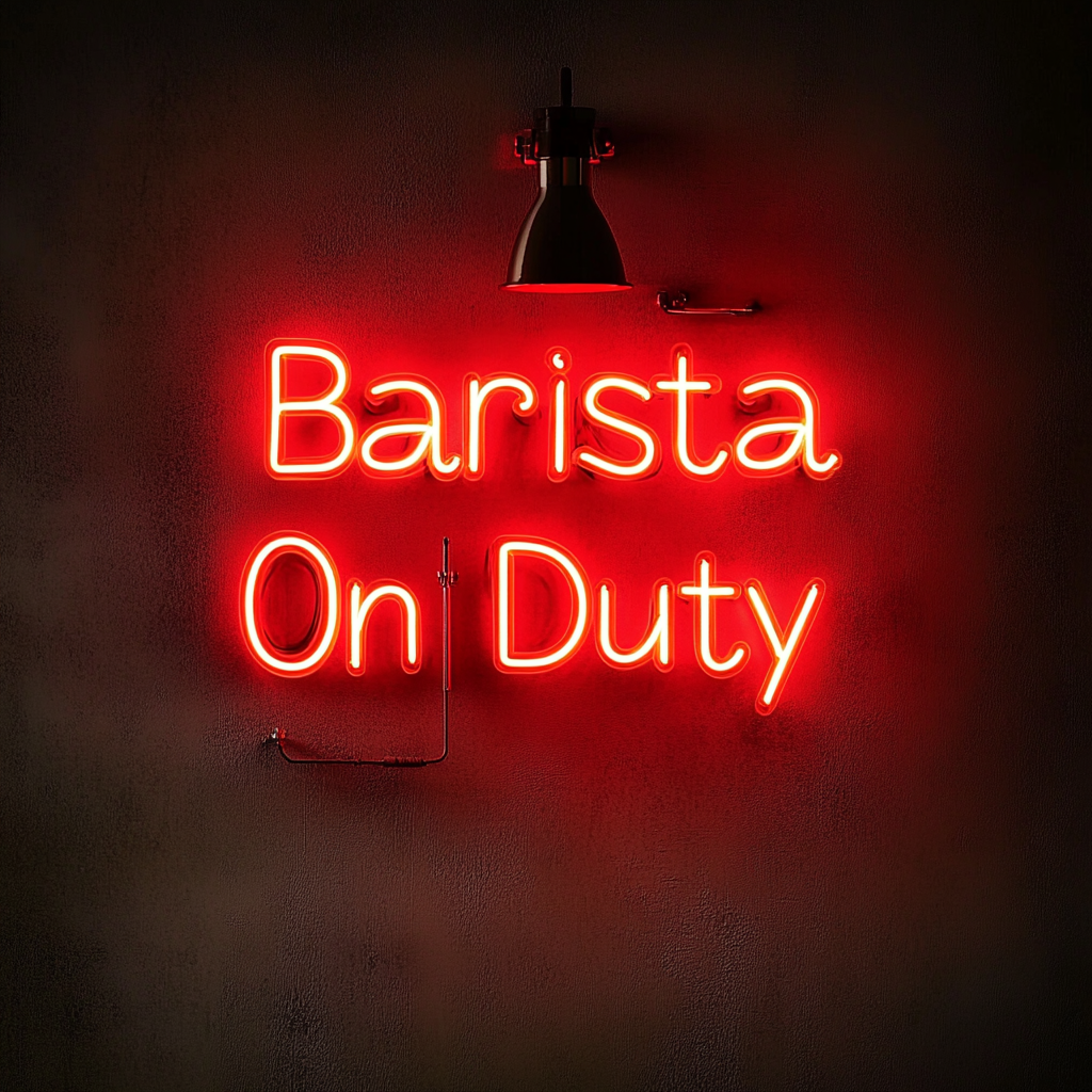 "Barista On Duty" - Red Neon Sign, 24 Inches