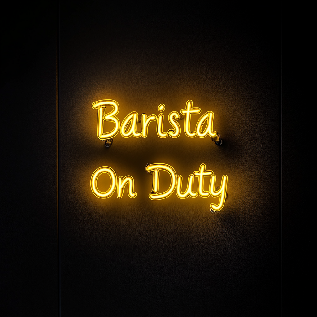 "Barista On Duty" - Yellow Neon Sign, 24 Inches