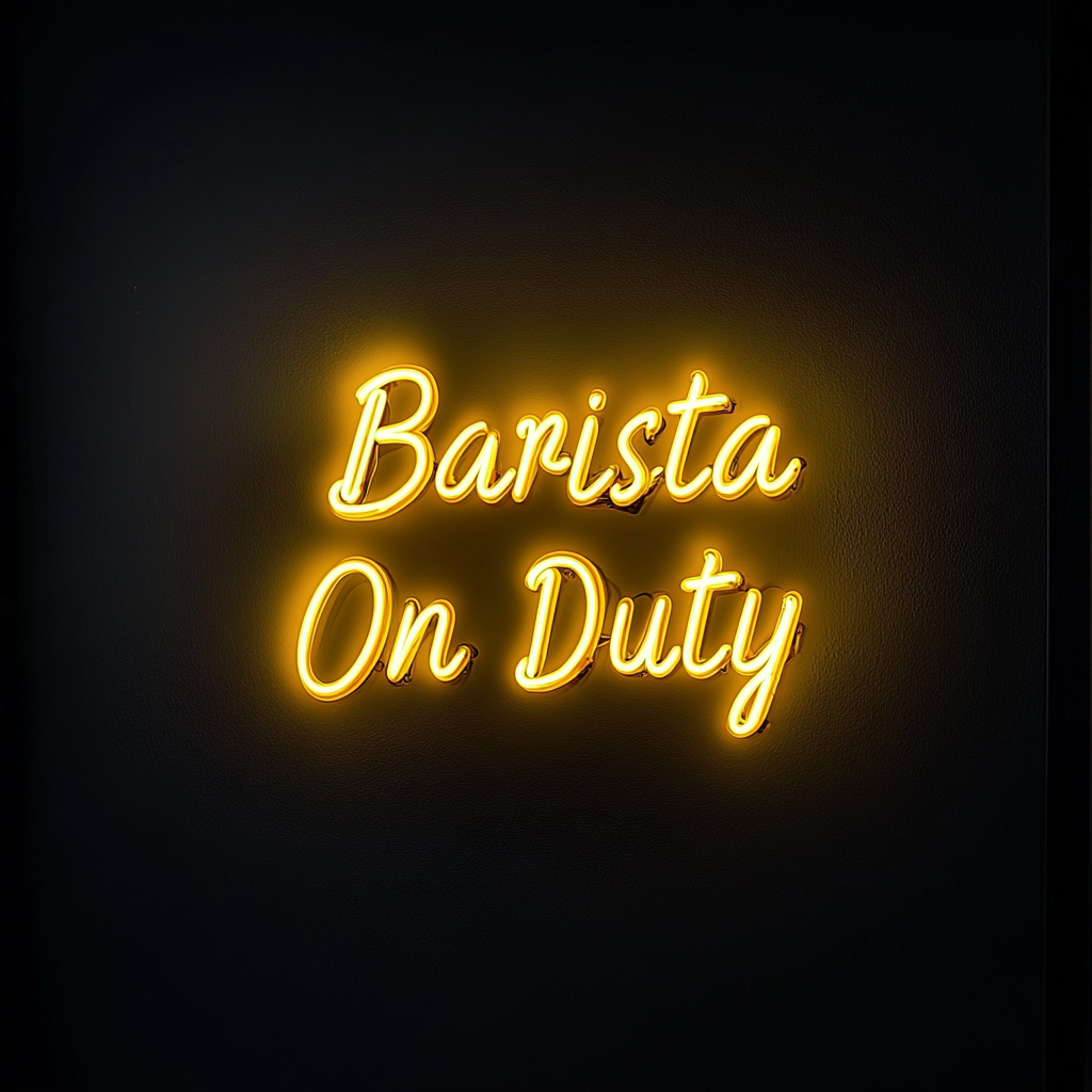 "Barista On Duty" - Yellow Neon Sign, 24 Inches