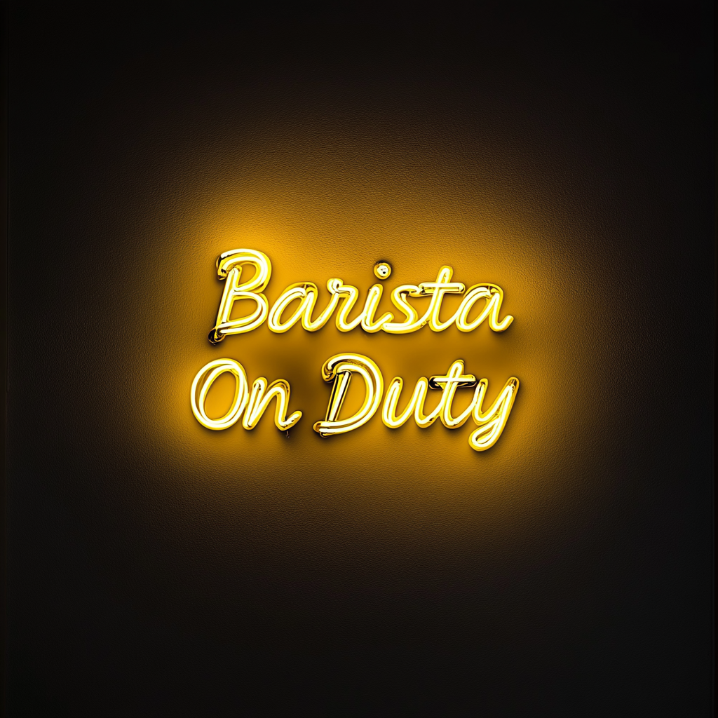 "Barista On Duty" - Yellow Neon Sign, 24 Inches