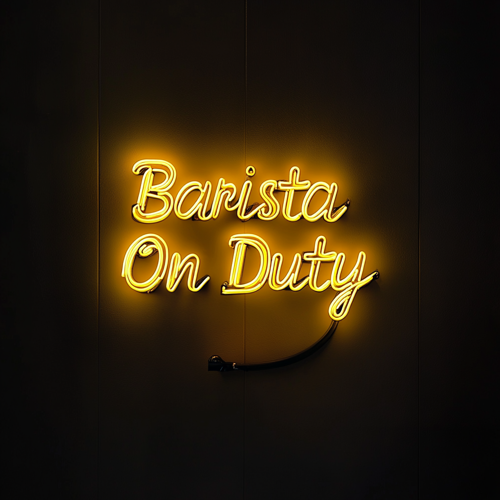 "Barista On Duty" - Yellow Neon Sign, 24 Inches