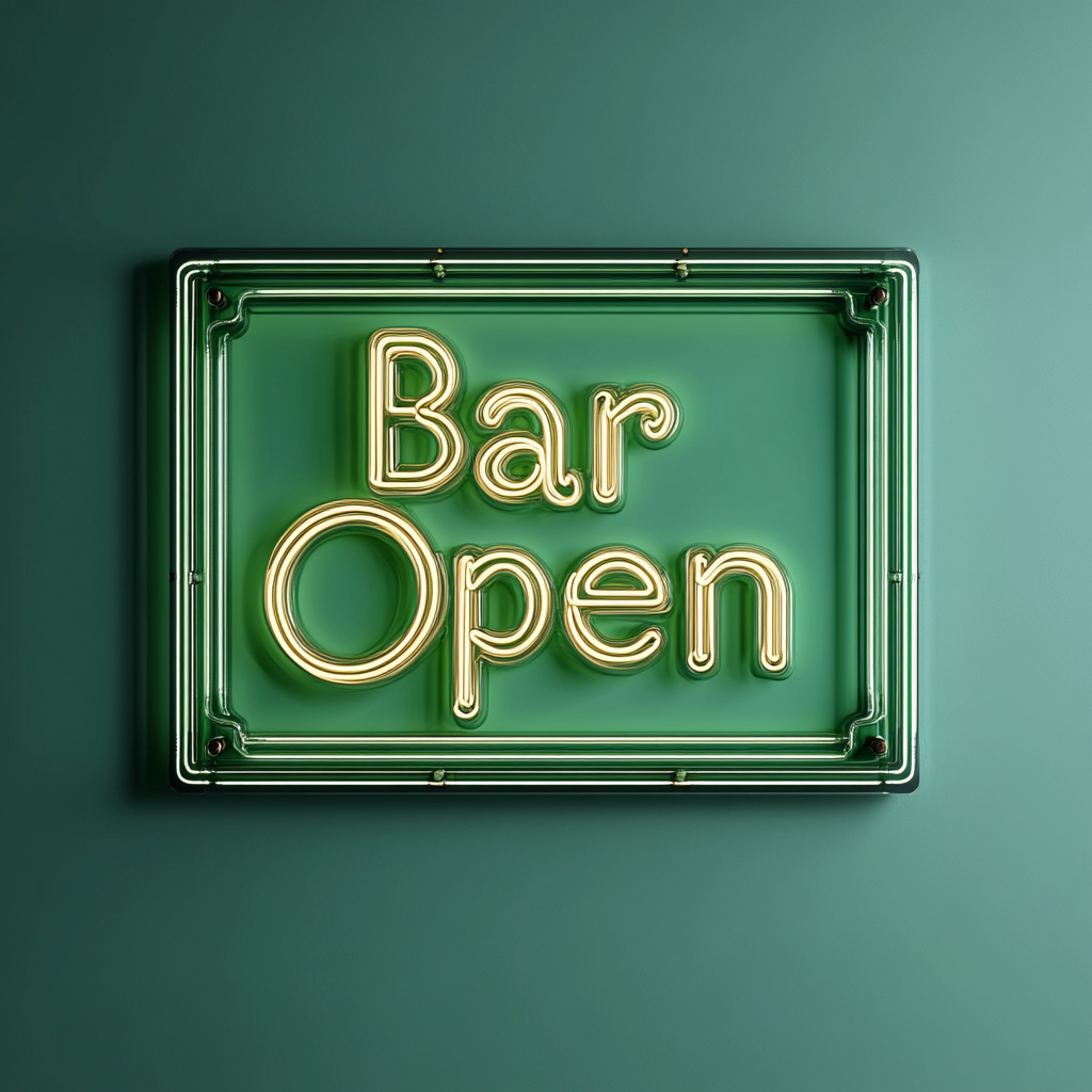 "Bar Open" - Green Neon Sign, 24 Inches