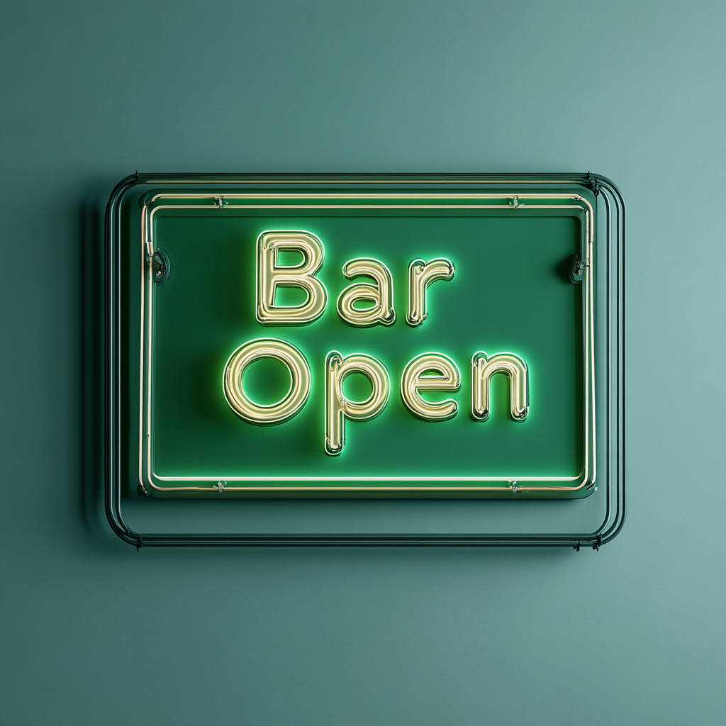 "Bar Open" - Green Neon Sign, 24 Inches