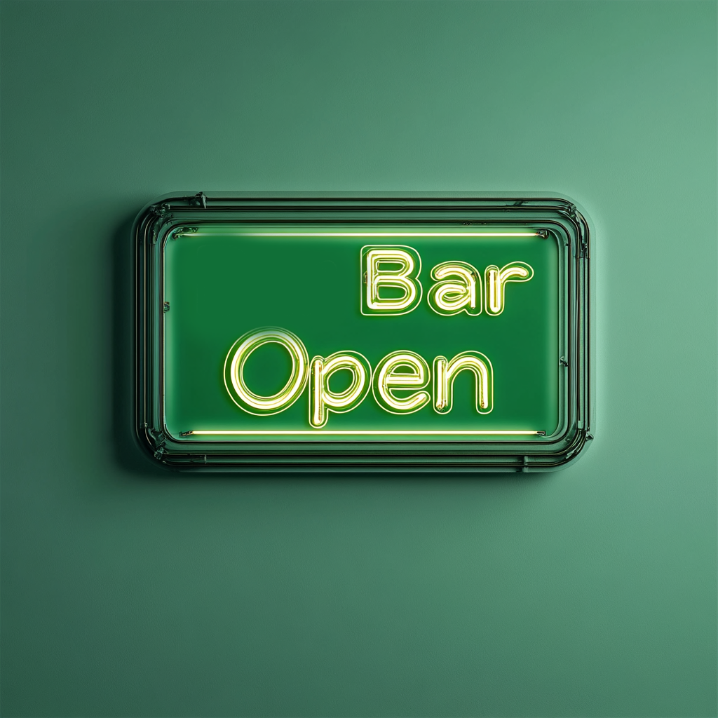 "Bar Open" - Green Neon Sign, 24 Inches