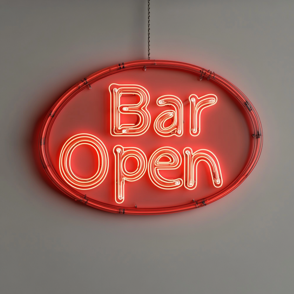 "Bar Open" - Red Neon Sign, 24 Inches