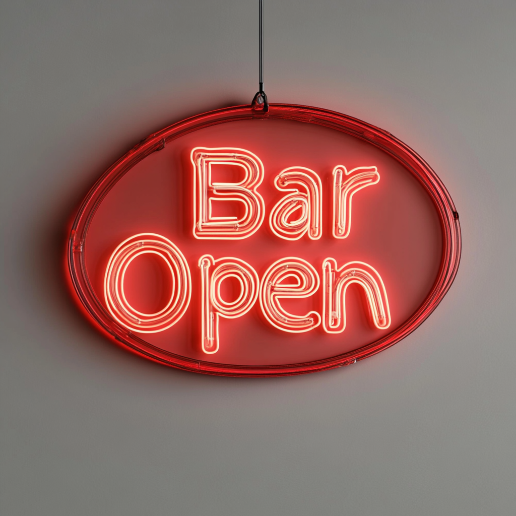 "Bar Open" - Red Neon Sign, 24 Inches