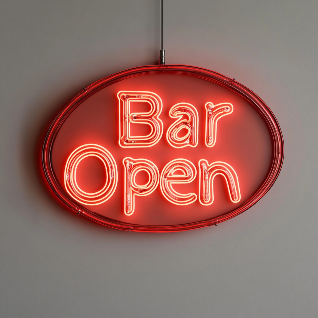 "Bar Open" - Red Neon Sign, 24 Inches